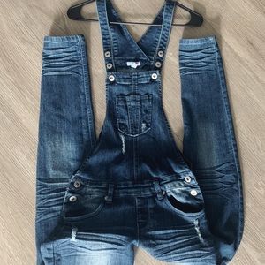 LONG skinny jean overalls